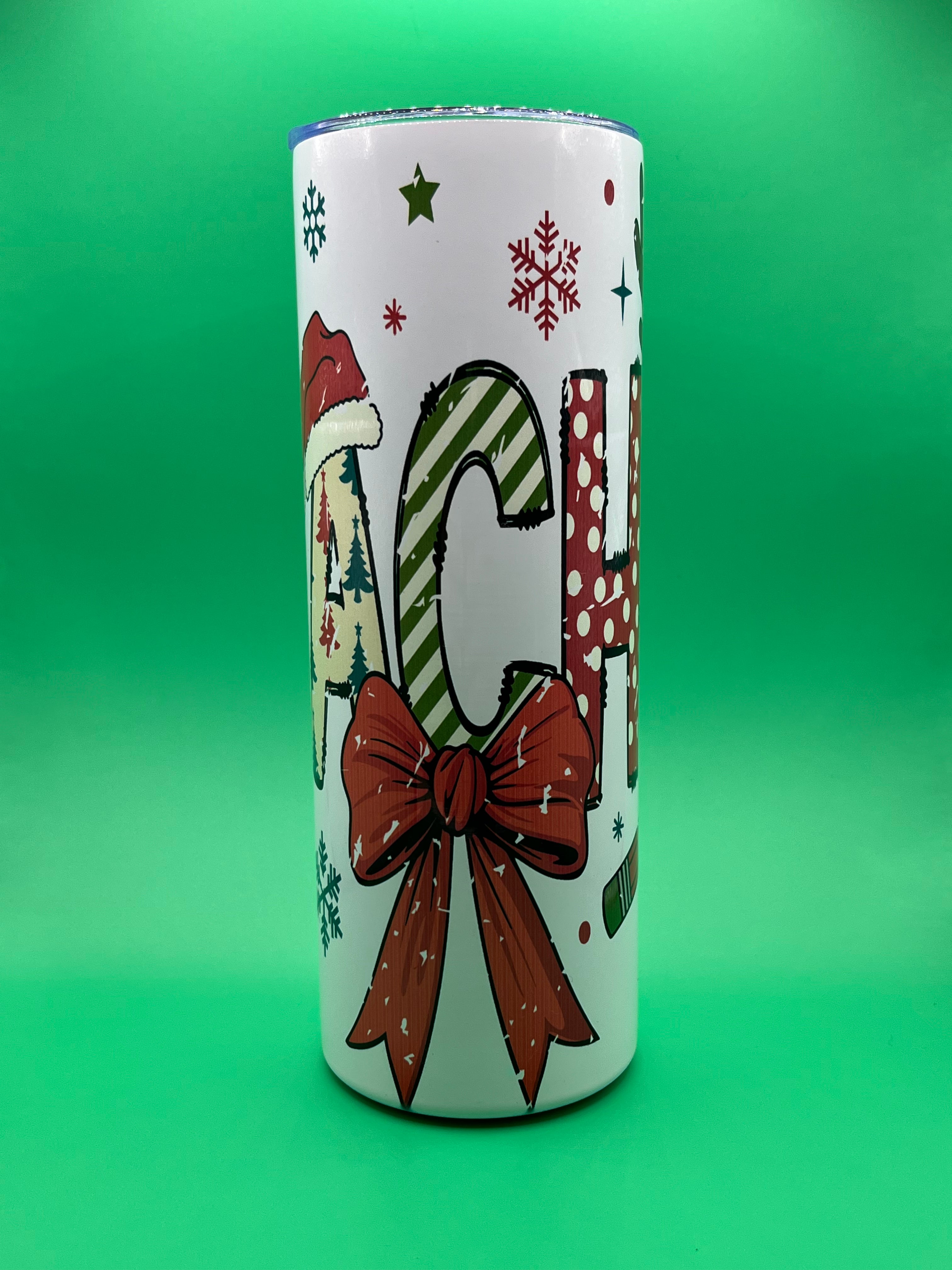 20oz Tumblers-Stainless steel with a lid and a metal straw.