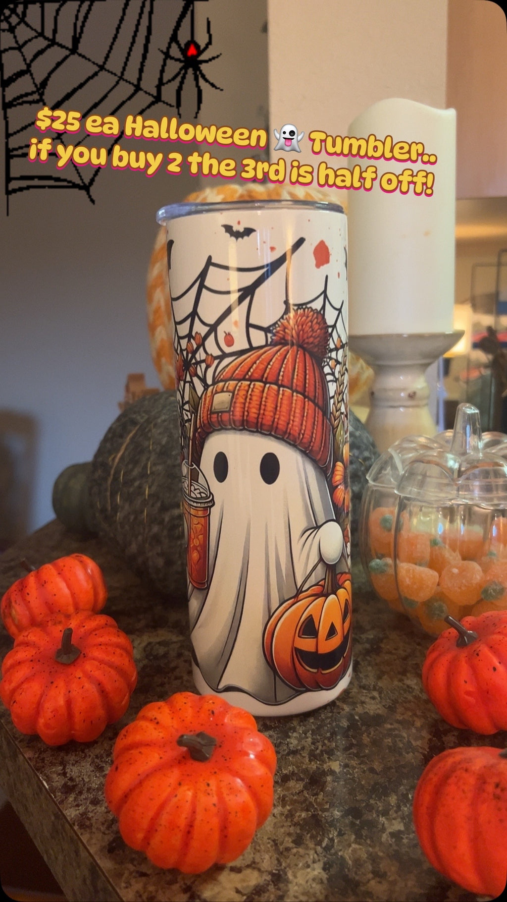 20oz Tumblers-Stainless steel with a lid and a metal straw.