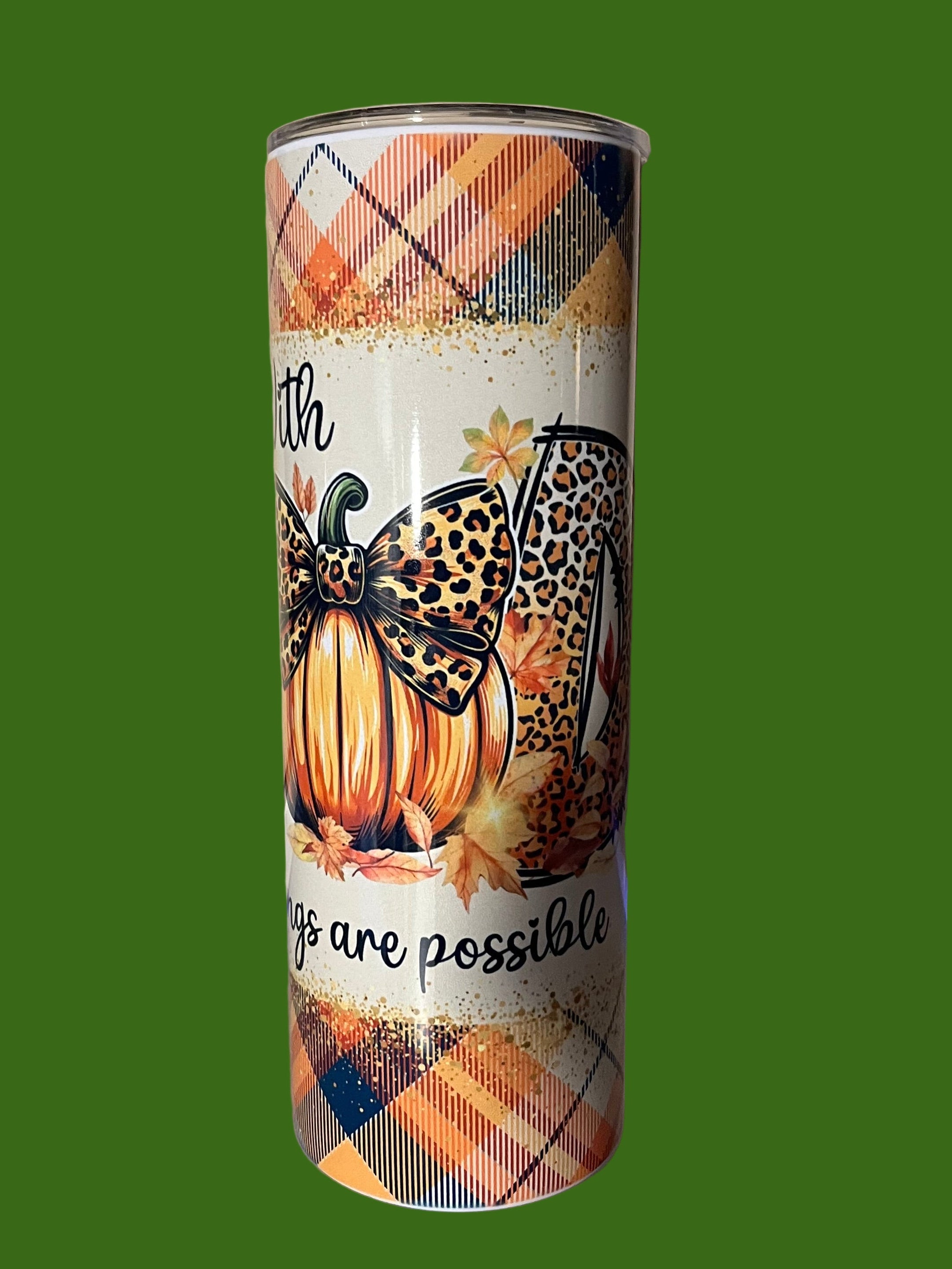 20oz Tumblers-Stainless steel with a lid and a metal straw.